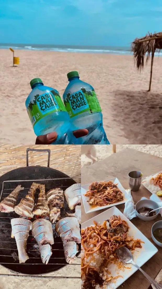 Plage de Casamance, poissons grillés et plats locaux